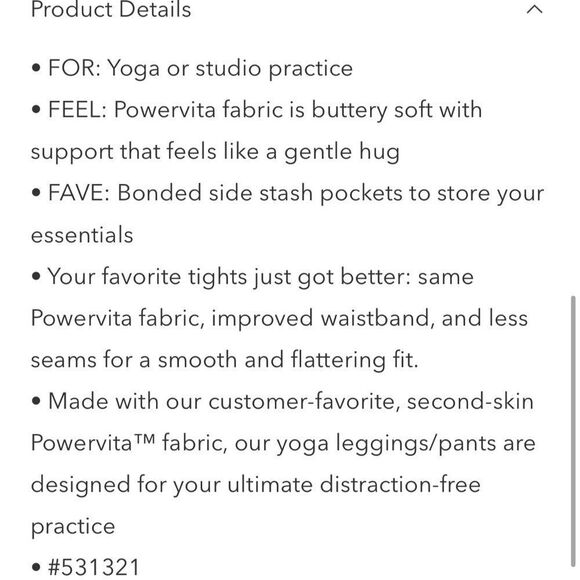 NWT Athleta Salutation Stash Pocket 11 7/8 Tight. Black. Extra Small - Picture 9 of 12